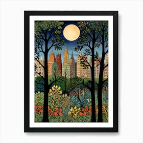 William Morris Central Park At Night Art Print