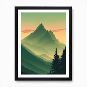 Misty Mountains Vertical Background In Green Tone 19 Art Print