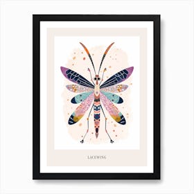 Colourful Insect Illustration Lacewing 4 Poster Art Print