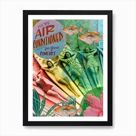 Rainbow Surfer Girls Collage Art Print