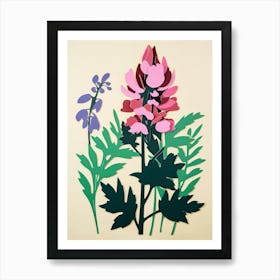 Cut Out Style Flower Art Aconitum 1 Art Print