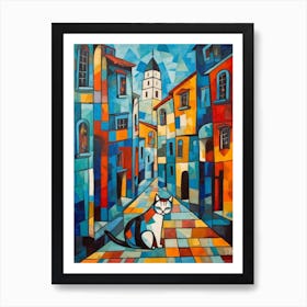 Painting Of Istanbul With A Cat In The Style Of Cubism, Picasso Style 2 Art Print