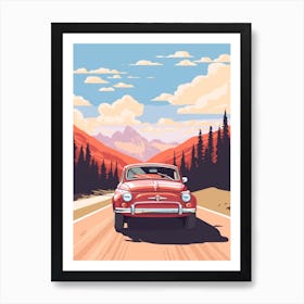 A Fiat 500 Car In Icefields Parkway Flat Illustration 1 Art Print