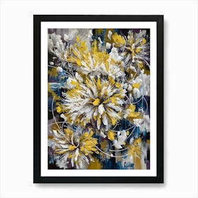 Abstract Yellow And White Floral Splash Art Print