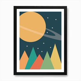 Space Mountains - Kids Space Art Print