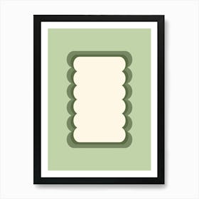 Retro Wavy Shape Pastel Green Art Print