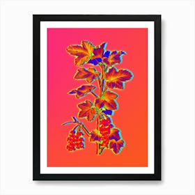 Neon Redcurrant Plant Botanical in Hot Pink and Electric Blue n.0090 Art Print