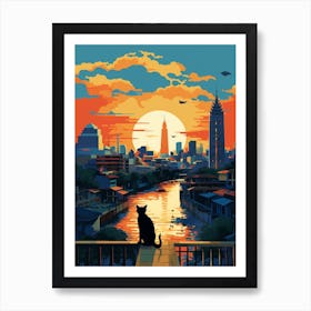 Bangkok, Thailand Skyline With A Cat 2 Art Print