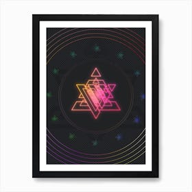 Neon Geometric Glyph in Pink and Yellow Circle Array on Black n.0180 Art Print