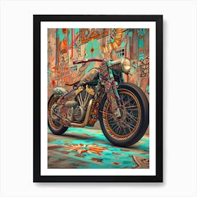 Vintage Colorful Scooter 2 Art Print