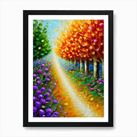 Autumn Trees And Flowers Art Print