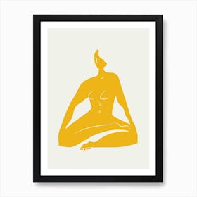 Meditating Nude In Yellow Art Print