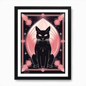 The Star Tarot Card, Black Cat In Pink 2 Art Print