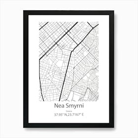 Nea Smyrni,Greece Minimalist Map Art Print