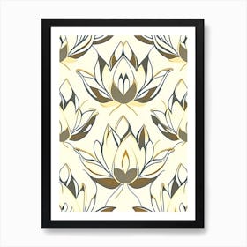 Lotus Flower Repeat Pattern Retro Minimal 5 Art Print