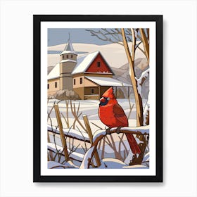 Cardinal Bird In Winter Art Print