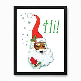 Black Santa Claus Says Hi Art Print