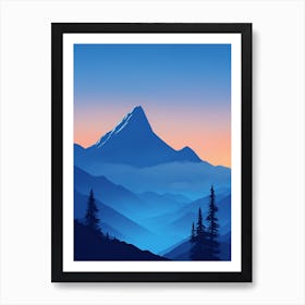 Misty Mountains Vertical Composition In Blue Tone 200 Art Print