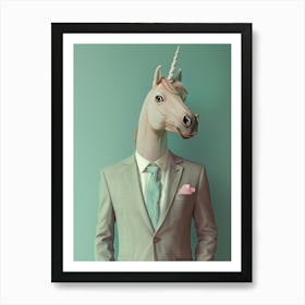 Toy Pastel Unicorn In A Suit 1 Art Print