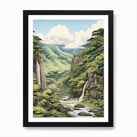 Aso Kuju National Park In Kumamoto, Ukiyo E Drawing 3 Art Print