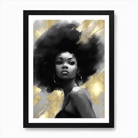 Black Girl with Gold Abstract 10 Art Print