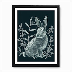 Silver Marten Rabbit Minimalist Illustration 3 Art Print