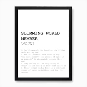 Slimming World, Funny, Quote, Definition, Dictionary, Kitchen, Print Art Print