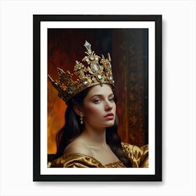 Portrait Of A Young Woman In A Golden Crown Art Print