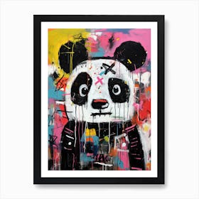 Urban Bamboo Charisma: Panda Art, Basquiat-Styled Art Print