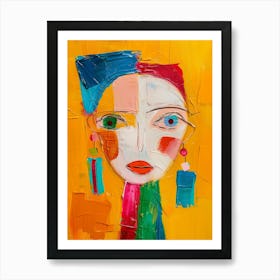 Girl With Colorful Earrings Art Print