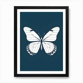 Butterfly On A Blue Background Art Print