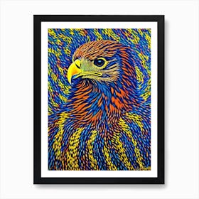 Golden Eagle Yayoi Kusama Style Illustration Bird Art Print