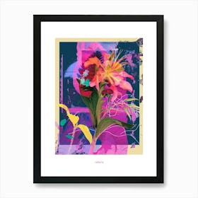 Lobelia 2 Neon Flower Collage Poster Art Print