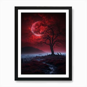 Red Moon In The Sky Art Print