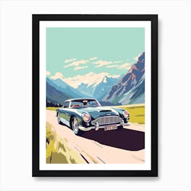 A Aston Martin Db5 In The Route Des Grandes Alpes Illustration 1 Art Print