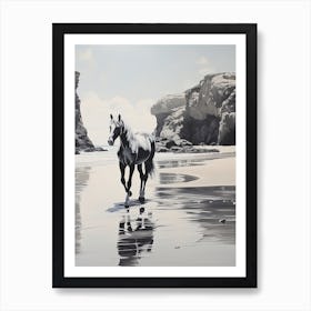 A Horse Oil Painting In Praia Da Marinha, Portugal, Portrait 2 Art Print