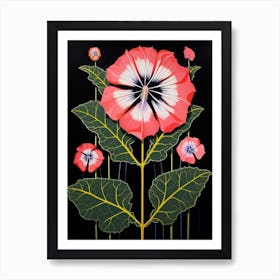 Hollyhock 3 Hilma Af Klint Inspired Flower Illustration Art Print