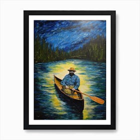 Canoeing In The Style Of Van Gogh 3 Art Print