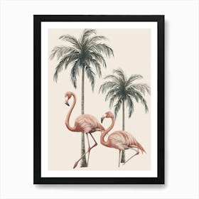 Jamess Flamingo And Palm Trees Minimalist Illustration 4 Art Print