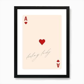 Retro Ace Of Hearts Playing Card Art Print