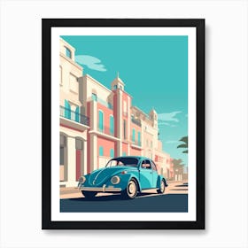 A Volkswagen Beetle In French Riviera Car Illustration 1 Art Print