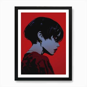 Girl With Black Hair Art Print