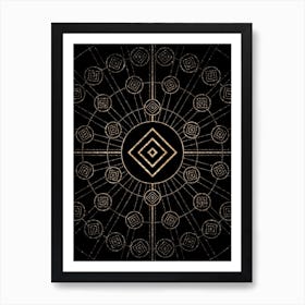Geometric Glyph Radial Array in Glitter Gold on Black n.0303 Art Print
