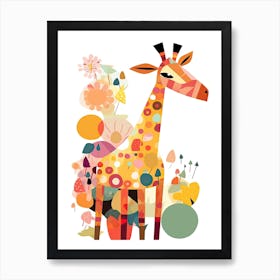 Giraffe Jungle Cartoon Illustration 4 Art Print