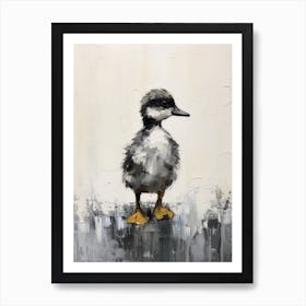 Black & Grey Abstract Duckling Gouache 2 Art Print