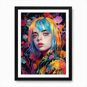 Billie Eilish Floral Portrait 4 Art Print