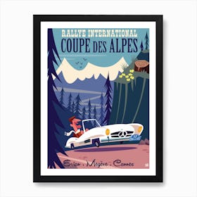 Route Des Alpes Poster Blue & Pink Art Print