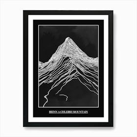 Beinn A Chleibh Mountain Line Drawing 4 Poster Art Print