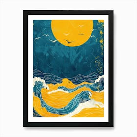 Moon Over The Ocean 3 Art Print