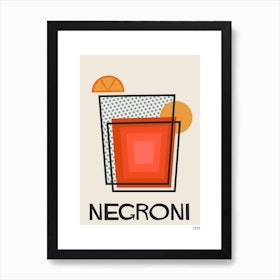 Negroni Retro Cocktail  Neutral Art Print